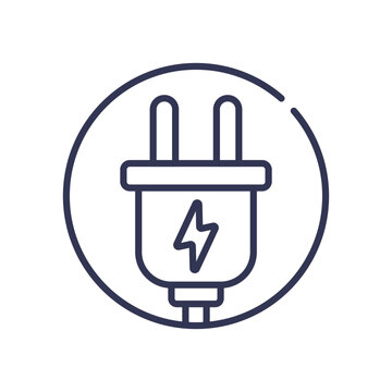 recommend clip art: Line art of an electric plug with a lightning bolt, symbolizing energy supply.