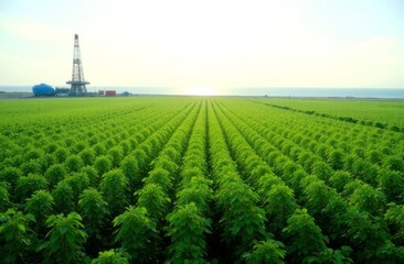 Serene Rocky Mountains with Oil Drilling