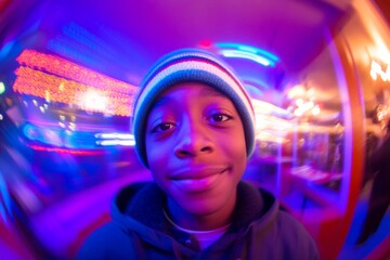 Love confession. Commercial ad campaign creative. Valentine's day greeting from man or for man: breathtaking bold image of loving black young person boy. Perfect romance concept. Husband love.