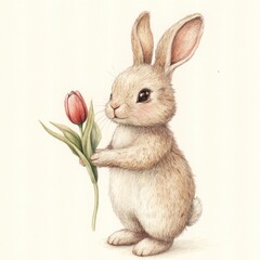 Fototapeta premium Easter rabbit illustration animal spring.