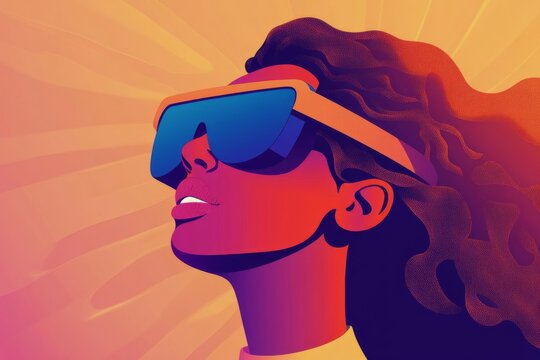 Vibrant light display reflecting off futuristic glasses worn by an engaged viewer