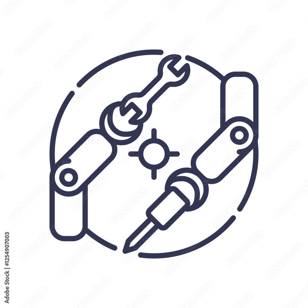 Poster robotic arms with tools symbolize ai agents in automation and precision tasks.