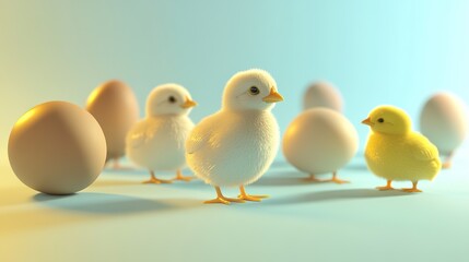 Fototapeta premium 3D Rendering of a Background Filled with Chicken Eggs: Realistic and Detailed Egg Tray Design