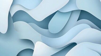 Abstract wavy layers overlap in shades of soothing blue colors
