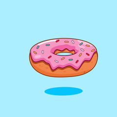 Pink Donut with Sprinkles , doughnut cartoon design vector illustration