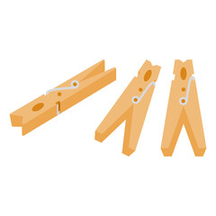 Wooden Clothespin Vector. Clothespin Icon. Clothes Dryer. Wooden Household Supplies.
