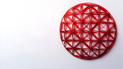 Intricate circular artwork made from thin delicate red strips