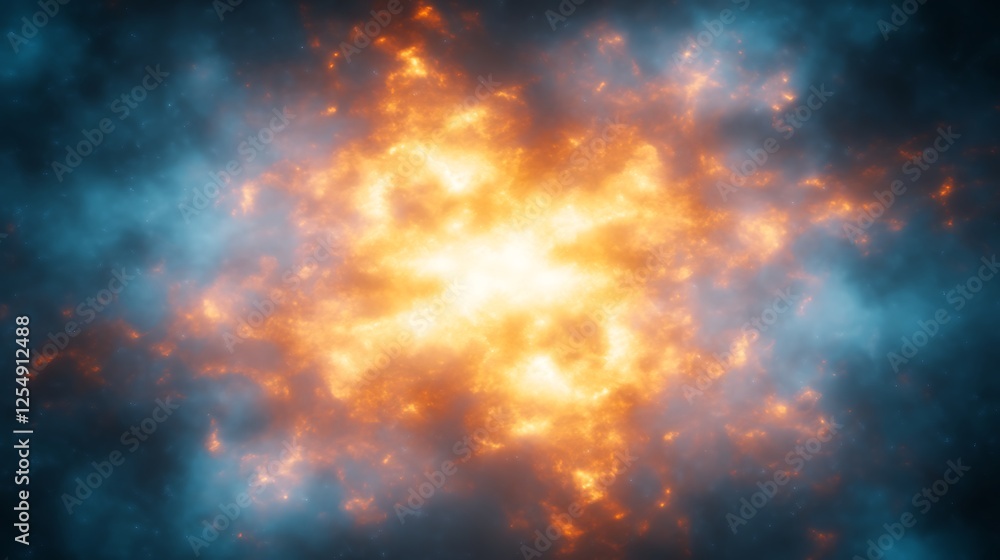Poster celestial fireball display illuminating the cosmos splendor and ethereal nebula glow backdrop