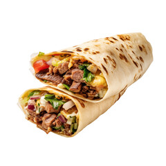 chicken wrap sandwich isolated on transparent white background, clipping path