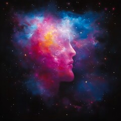 Celestial Mindscape A Portrait of Cosmic Consciousness Exploring Inner Universe of Nebula and Stars