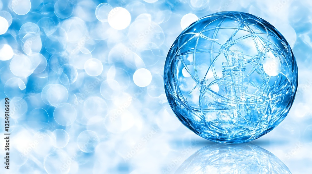 Poster celestial sphere globe intricate weave pattern on sparkling bokeh light filled ambiance art
