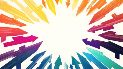 Colorful arrows pointing towards a central bright circular space