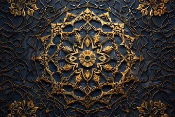 A captivating Islamic pattern background adorned with intricate geometric shapes and elegant arabesque motifs