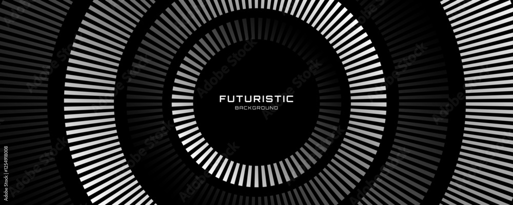 Poster 3d silver lines techno abstract background overlap layer on dark space with circles effect decoratio