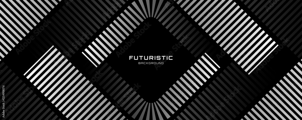 Poster 3d silver lines techno abstract background overlap layer on dark space with rhombus effect decoratio