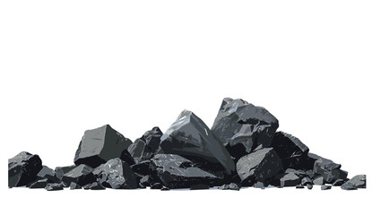Vector illustration Black rocks stones pile, 3D render, transparent backgrounds PNG, ground bottom cutout, rock stack, natural stone cluster, gravel heap, decorative landscaping rocks © aura studio