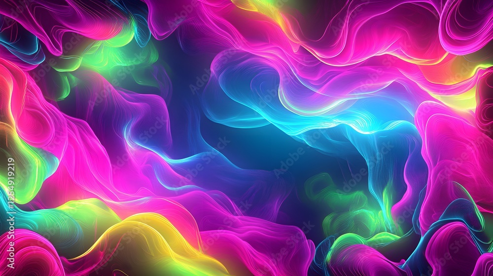 Poster colorful translucent flowing shapes create an abstract dreamy background