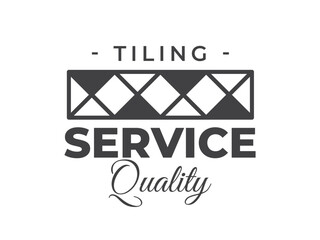 Tiles outline vintage logo isolated on white background. Laying tiles symbol. Tiles design element. Vector illustration