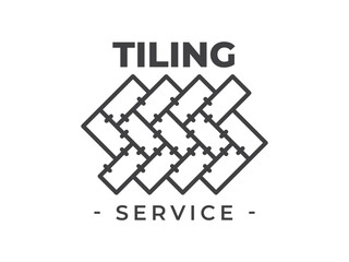 Tiles outline vintage logo isolated on white background. Laying tiles symbol. Tiles design element. Vector illustration