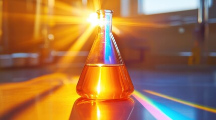 Light Refraction in an Erlenmeyer Flask