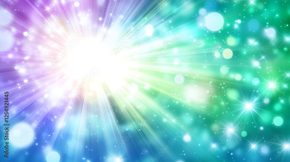 Poster colorful burst of light with bokeh effect for background or abstract design illustration 96chars