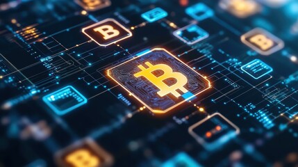 Blockchain Network with Cryptocurrency Symbol