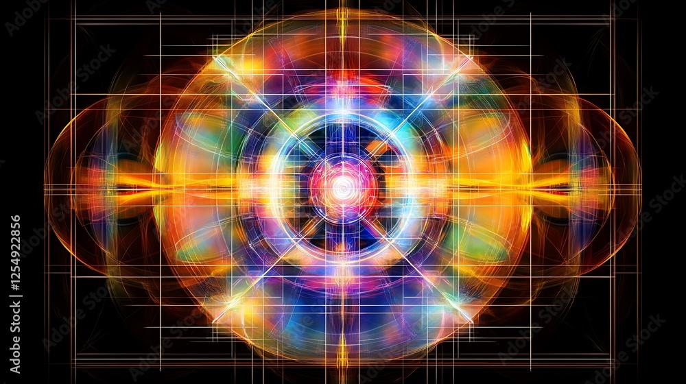 Poster concentric circular light design abstract technology and geometric shapes overlay graphic display