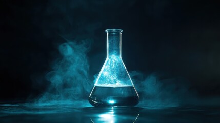 Dramatic Liquid in Erlenmeyer Flask with Moody Lighting