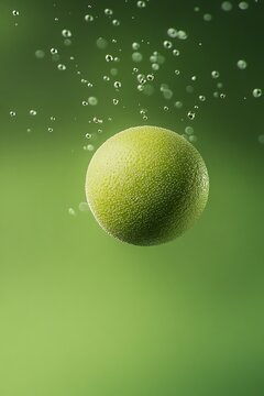 A vibrant, fresh lime slice with glistening dewdrops, captured in stunning macro detail against a solid color background. Soft lighting enhances its juicy, realistic texture&mdash;perfect for food and bever
