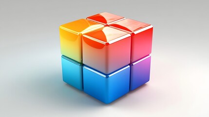 Digital 3D Cube with Smooth Gradient Effects