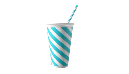 3d paper or plastic glass with striped tube png
