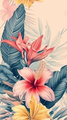 Realistic vintage drawing of spring flowers backgrounds pattern plant.