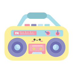 Cute radio element in kawaii style. Suitable for clip art, stickers, flat design graphic illustration
