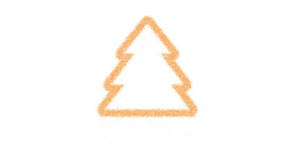 Icon tree large is made of yellow grains of sand. Some grains of sand fall down. Transparent background. Black