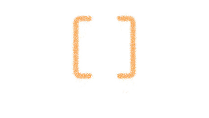 Icon brackets is made of yellow grains of sand. Some grains of sand fall down. Transparent background. Black