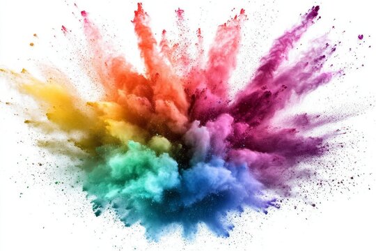 Colorful powder explosion on white background. (4)