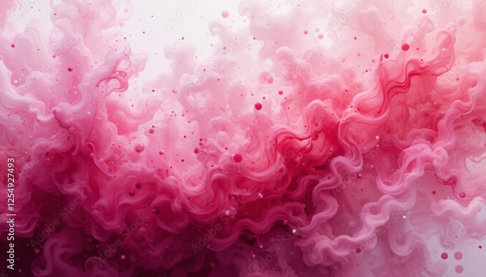 Poster abstract pink background with flowing paint and soft wave patterns