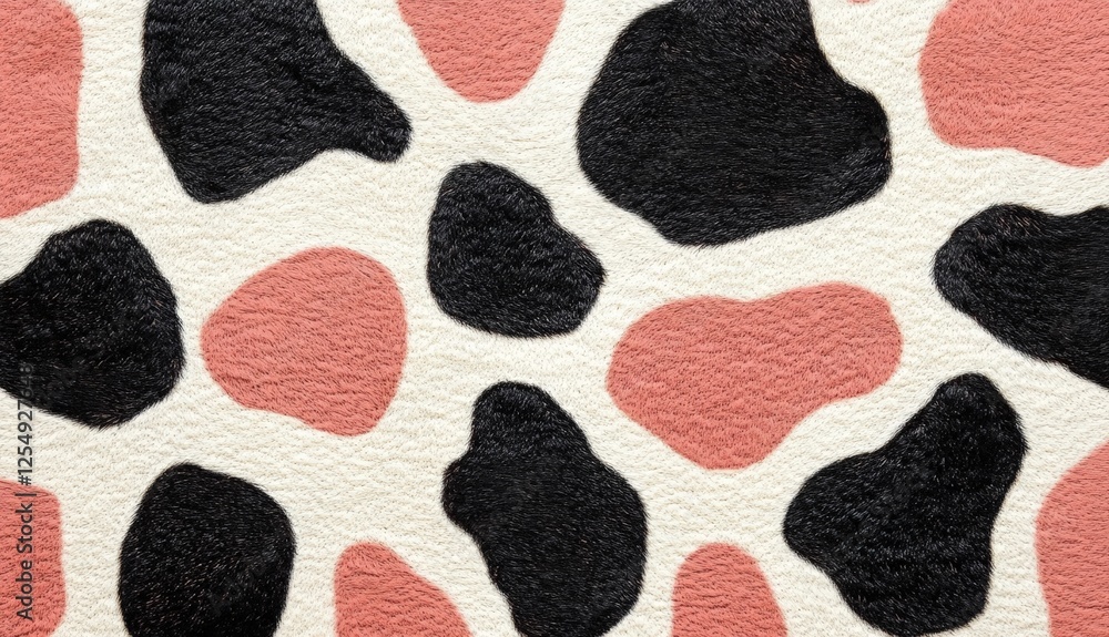 Aufkleber abstract cowhide texture pattern with black and pink shapes for artistic and design projects.