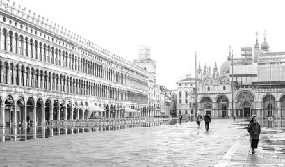 Venice San Marco Square Detail Black and White