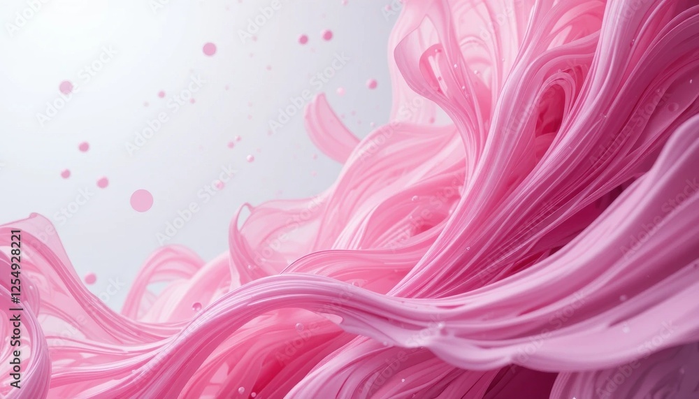 Poster abstract pink background with flowing smoke and soft wave patterns