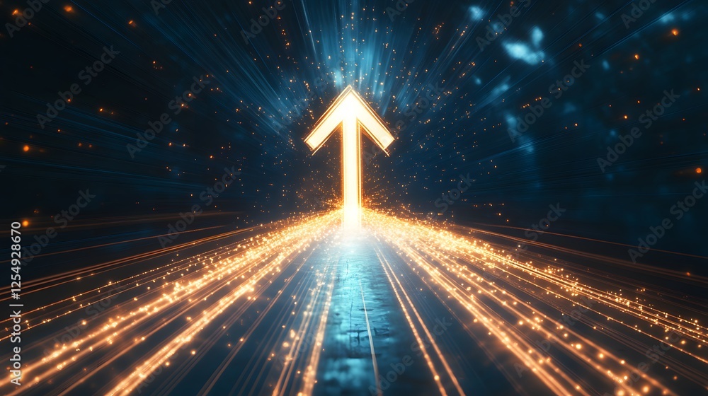 Poster an illuminated upward arrow directs a path forward with light