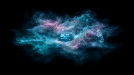 Cosmic Nebula Centerpiece of Abstract Fractal Cloudscape Depicting Distant Worlds and Ethereal Beauty