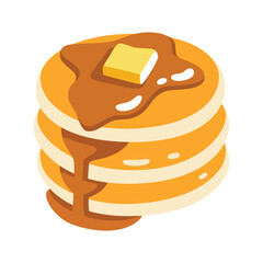 Plate of Pancakes with Butter and Syrup - Delicious Breakfast Food Vector Illustration