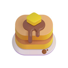 Plate of Pancakes with Butter and Syrup - Delicious Breakfast Food Vector Illustration