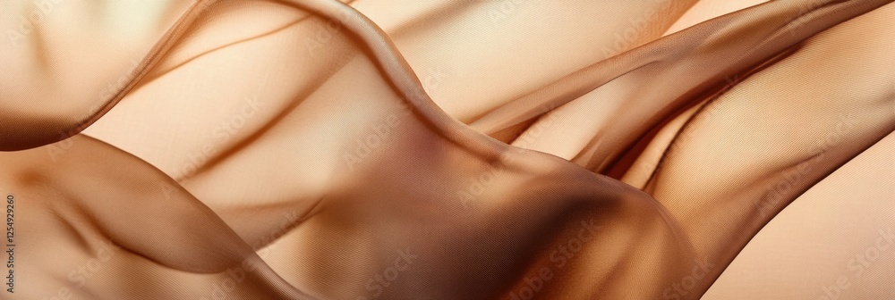 Poster flowing silk fabrics create elegant tones with soft lighting and neutral background, inviting creati