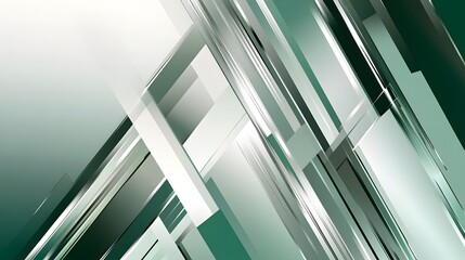 Obraz premium Geometric shapes in shades of green create abstract composition