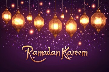 Glowing lanterns illuminate night sky, celebrating Ramadan with