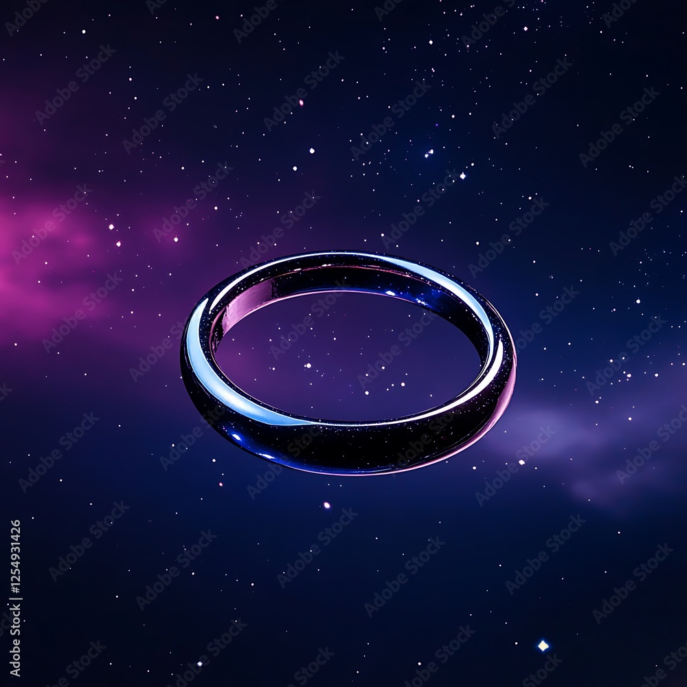 Poster cosmic ring adorned in nebulae stars galactic display celestial object sci fi astrological compositi