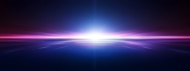 Obraz premium A simple, dark blue background with neon purple and light cyan lines that form waves 