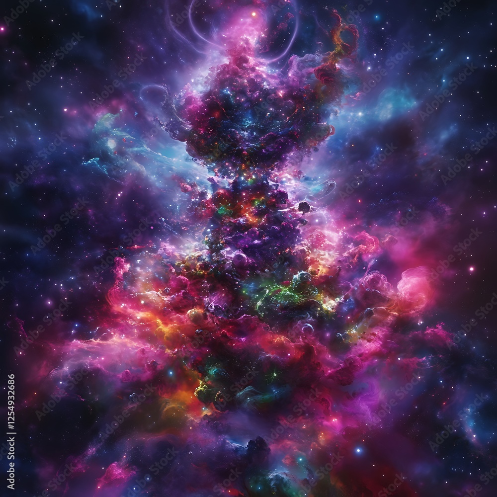 Aufkleber cosmic symphony colorful nebula swirls with celestial glows and interstellar hues in abstract displa